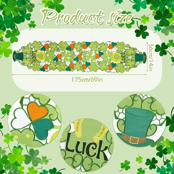 St. Patrick's Day Table Runner with Shamrock Design - Picture 3 of 3